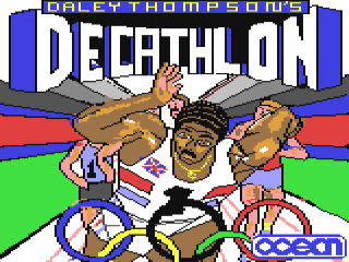 Daley's Thompson Decathlon title screen for Commodore 64